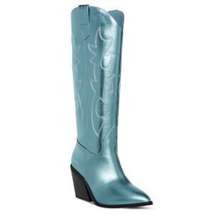 Madden Girl Arizona knee-high western blue metallic cowboy boots Size 7.5